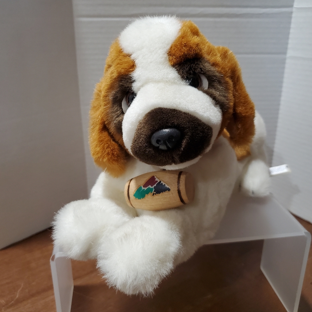 Vintage 80s St. Bernard Dog Plush Stuffed Animal Stuffie Squish 12" Steven Smith